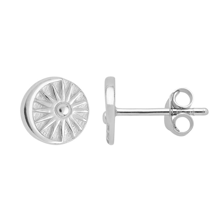 Sun & Moon Disc Earstuds including Scrolls Sterling Silver