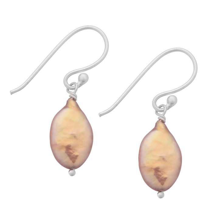 Golden Freshwater Baroque Pearl Drop Earrings Sterling Silver