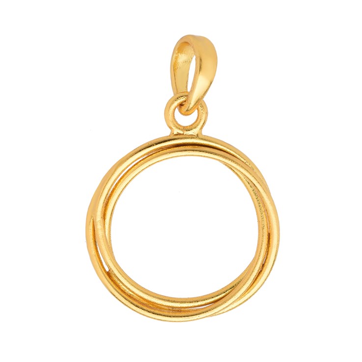 Interconnected 3 Hoop 18mm Pendant Gold Plated Sterling Silver Vermeil