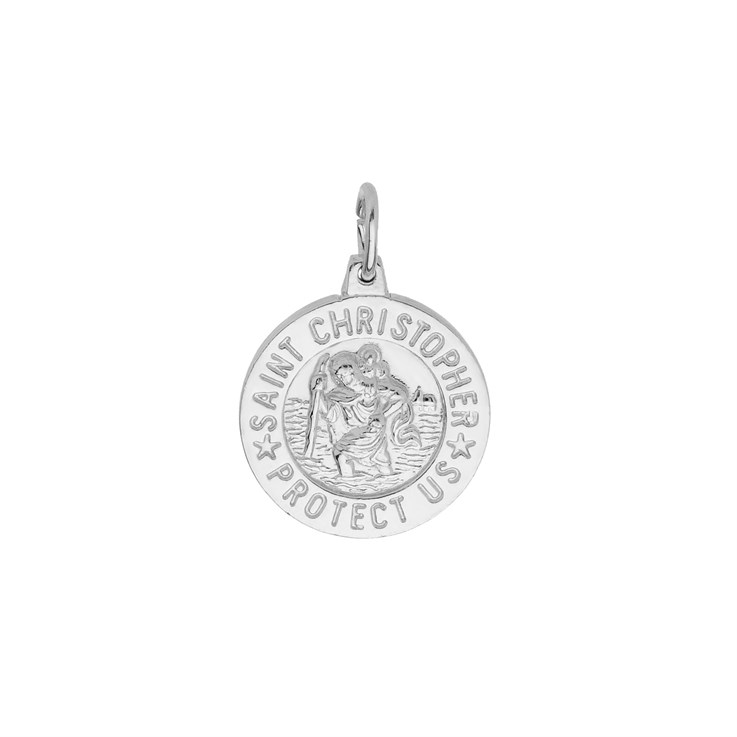 Saint Christopher Satin Finish 12.5mm Pendant Sterling Silver