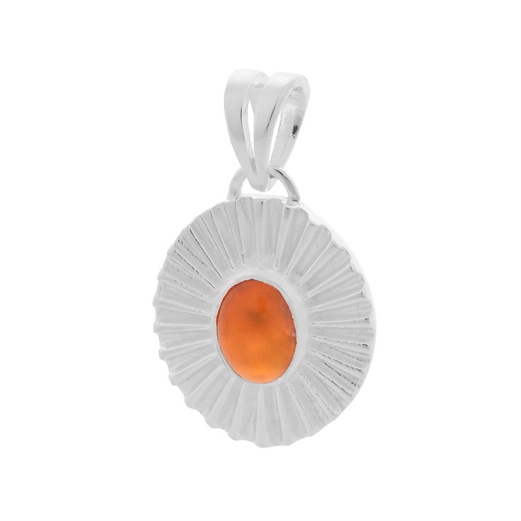 Ridged Carnelian 19x15mm Pendant Sterling Silver