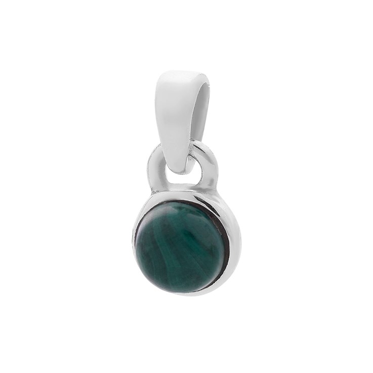 6mm Malachite Round Pendant Sterling Silver