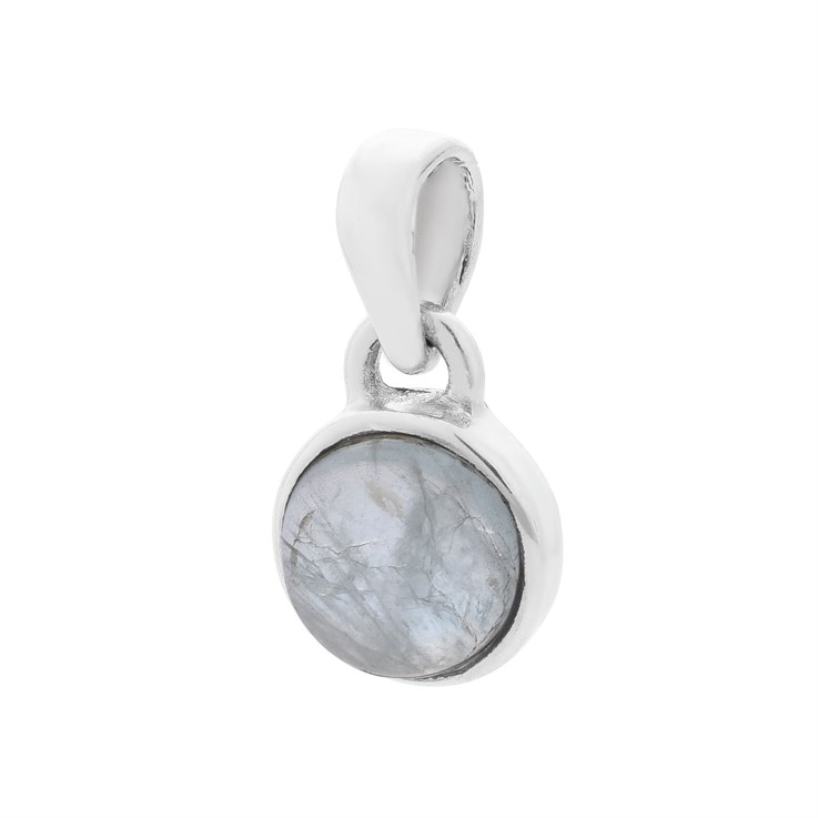 8mm Aquamarine Round Pendant Sterling Silver