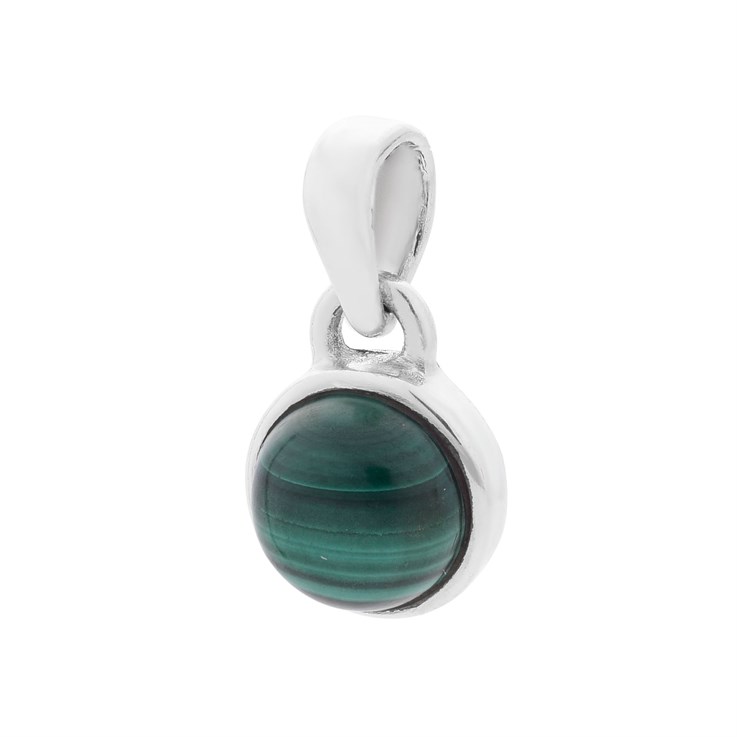 8mm Malachite Round Pendant Sterling Silver