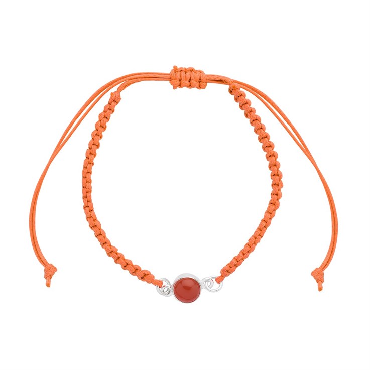 Cord Bracelet - Carnelian Knotted Bracelet Sterling Silver