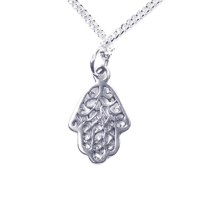 Hamsa Hand Necklace Sterling Silver