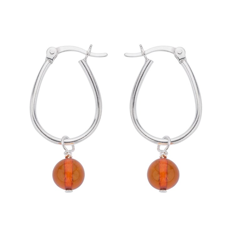 Amber Drop Earhoop Sterling Silver