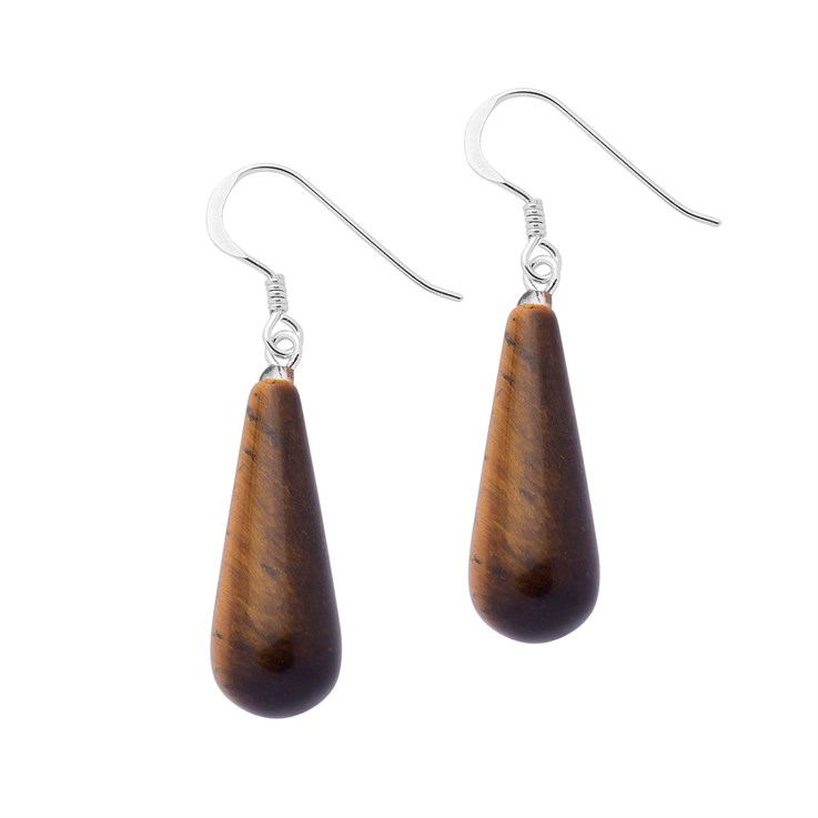 Tiger Eye Tear Eardrop Sterling Silver