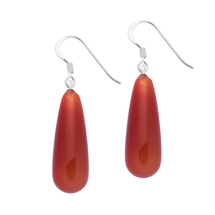 Carnelian Tear Eardrop Sterling Silver