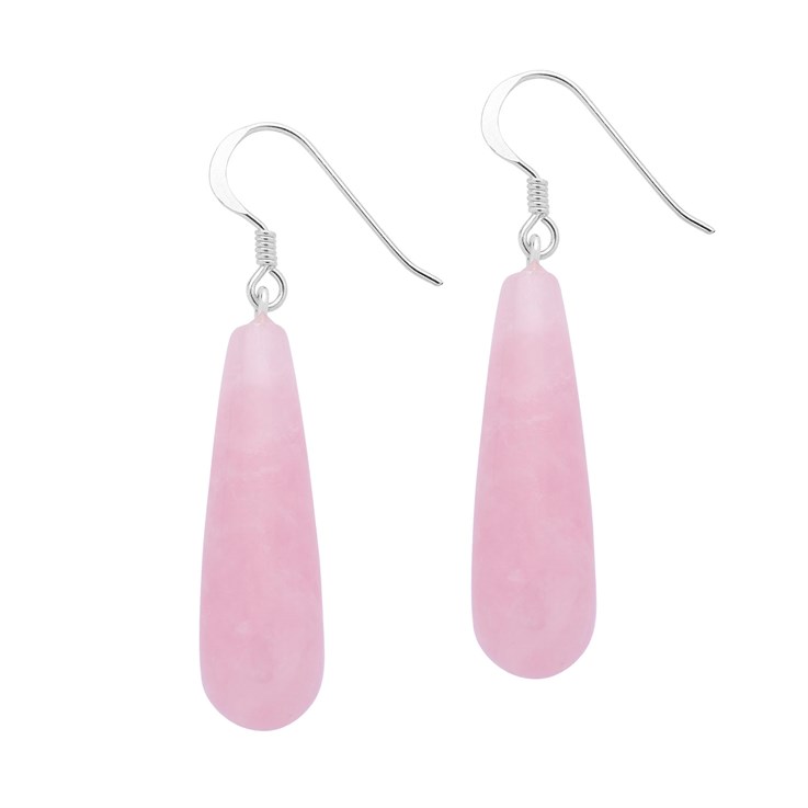 Rose Quartz Tear Eardrop Sterling Silver