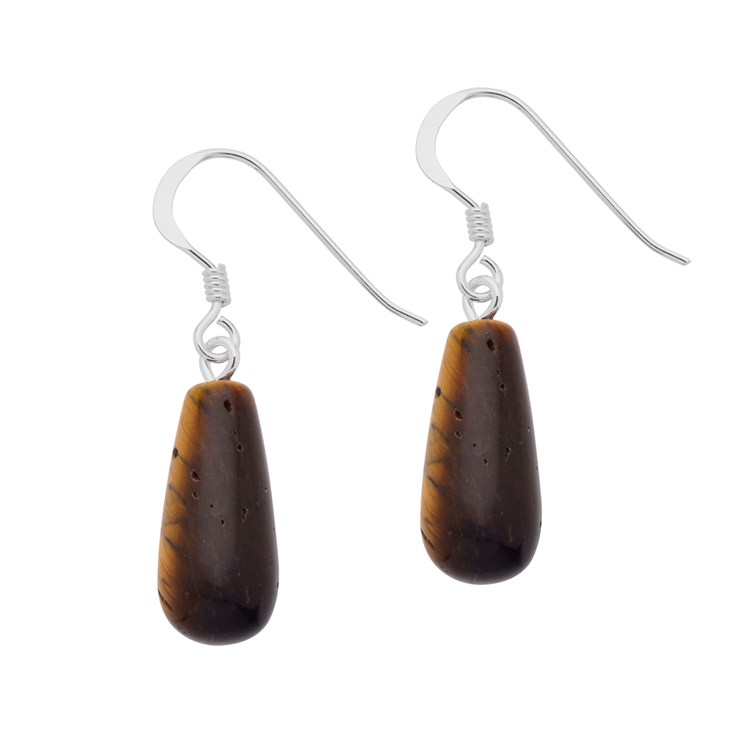 Tiger Eye Tear (16x8mm) Eardrop Sterling Silver