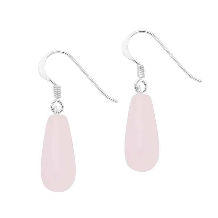 Rose Quartz (16x8mm) Eardrop Sterling Silver