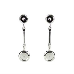 Earstud with Dangle 4mm Cup for Cabochon & 5mm Cup for Cabochon without scrolls Silver Plated