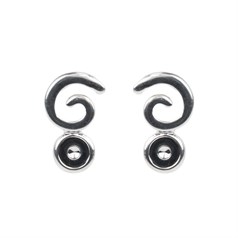 Swirl (Small) Earstud with 4mm for Cabochon without scrolls Silver Plated