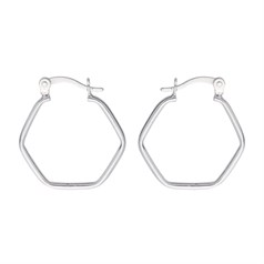 Hexagon Hinged Earhoop 21mm Sterling Silver