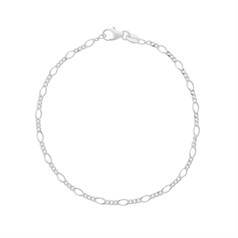 Superior Figaro Chain Bracelet 7" with trigger clasp Eco Sterling Silver (Anti Tarnish)