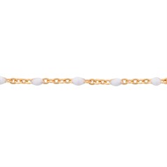 White Enamel Satellite Chain Loose By the Foot Gold Filled