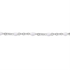 White Enamel Satellite Chain Loose By the Metre ECO Sterling Silver