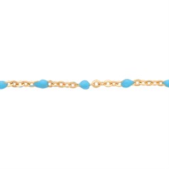 Superior Italian Turquoise Enamel Satellite Chain Loose By the Foot Gold Filled