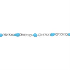 Superior Italian Turquoise Enamel Satellite chain Loose By the Metre Sterling Silver