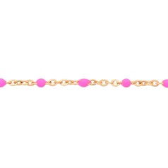 SAMPLE - Pink Enamel Satellite Chain 1" Piece Gold Filled 1"