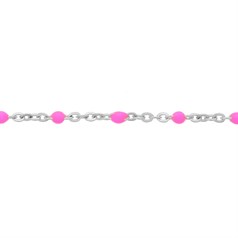 Superior Italian Pink Enamel Satellite chain Loose By the Metre Sterling Silver