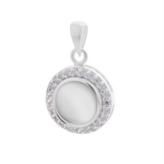 CZ Pendant Cup with Bail  to fit 8mm Cabochon Sterling Silver