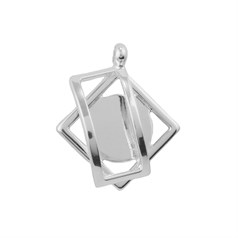 Square/Oblong Pendant with 15mm Pad for Cabochon Silver Plated