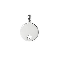 *Cut Out Star in Disc Charm Pendant 20mm Sterling Silver (STS)