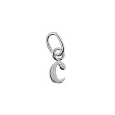 Lowercase Alphabet Letter c Mini Charm Pendant Sterling Silver (STS)