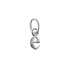 Lowercase Alphabet Letter e Mini Charm Pendant Sterling Silver (STS)