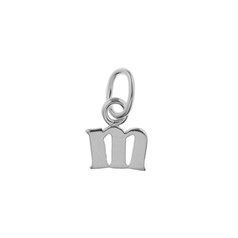 Lowercase Alphabet Letter m Mini Charm Pendant Sterling Silver (STS)