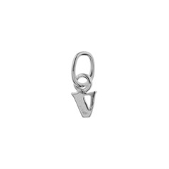 Lowercase Alphabet Letter v Mini Charm Pendant Sterling Silver (STS)