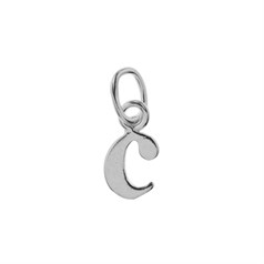 Lowercase Alphabet Letter c Charm Pendant Sterling Silver (STS)