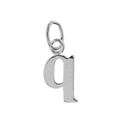 Lowercase Alphabet Letter q Charm Pendant Sterling Silver (STS)