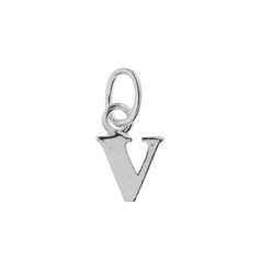 Lowercase Alphabet Letter v Charm Pendant Sterling Silver (STS)