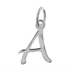 Script Alphabet Letter A Charm Pendant 15x12mm Sterling Silver (STS)