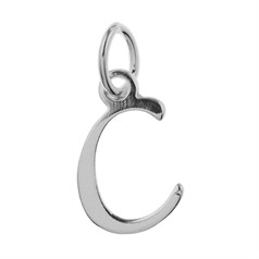 Script Alphabet Letter C Charm Pendant 15x10mm Sterling Silver (STS)