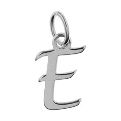 Script Alphabet Letter E Charm Pendant 15x10mm Sterling Silver (STS)