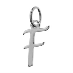 Script Alphabet Letter F Charm Pendant 15x8mm Sterling Silver (STS)