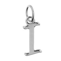 Script Alphabet Letter I Charm Pendant 15x7mm Sterling Silver (STS)