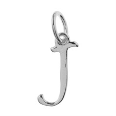 Script Alphabet Letter J Charm Pendant 15x5mm Sterling Silver (STS)