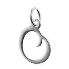 Script Alphabet Letter O Charm Pendant 15x10mm Sterling Silver (STS)