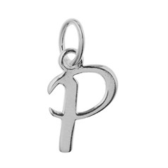 Script Alphabet Letter P Charm Pendant 14x10mm Sterling Silver (STS)