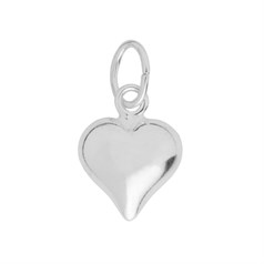 Puff Heart Charm Pendant 9mm Sterling Silver