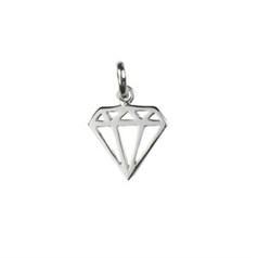 Diamond Charm Pendant 12mm Sterling Silver (STS)