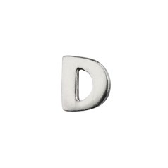 Capital Alphabet Letter D Bead 8x7mm Sterling Silver (STS)