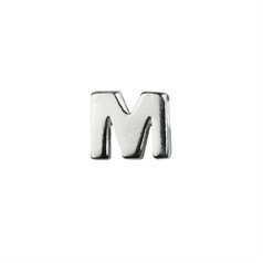 Capital Alphabet Letter M Bead 8x9mm Sterling Silver (STS)