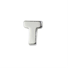 Capital Alphabet Letter T Bead 8x6mm Sterling Silver