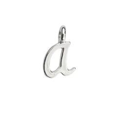 Mini Script Alphabet Letter A Charm Pendant 10x6mm Sterling Silver (STS)